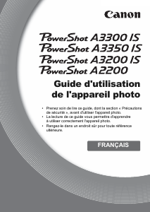 Mode d’emploi Canon PowerShot A3300 IS Appareil photo numérique