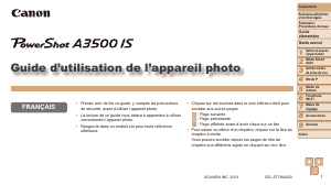 Mode d’emploi Canon PowerShot A3500 IS Appareil photo numérique