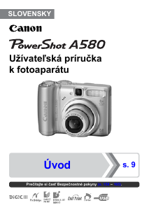 Návod Canon PowerShot A580 Digitálna kamera