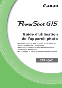 Mode d’emploi Canon PowerShot G15 Appareil photo numérique