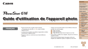 Mode d’emploi Canon PowerShot G16 Appareil photo numérique