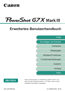 Bedienungsanleitung Canon PowerShot G7 X Mark III Digitalkamera