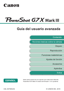 Manual de uso Canon PowerShot G7 X Mark III Cámara digital