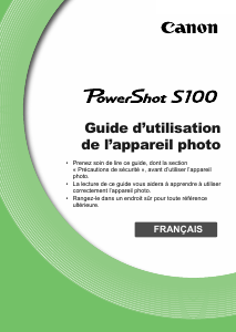 Mode d’emploi Canon PowerShot S100 Appareil photo numérique