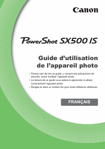 Mode d’emploi Canon PowerShot SX500 IS Appareil photo numérique
