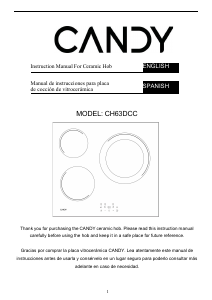Handleiding Candy CH63DCC Kookplaat