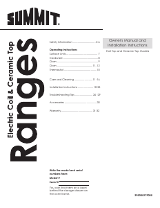 Handleiding Summit RE2031B Fornuis