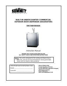 Handleiding Summit SBC54OSBIADANK Tapsysteem