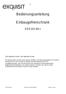 Bedienungsanleitung Exquisit EGS 101-6A+ Gefrierschrank
