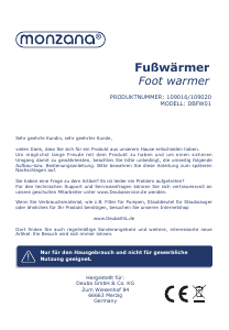 Bedienungsanleitung Mozana DBFW01 Fußwärmer