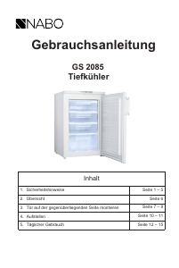Bedienungsanleitung NABO GS 2085 Gefrierschrank