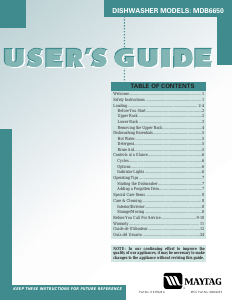 Manual Maytag MDB6650 Dishwasher