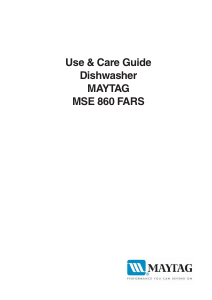 Manual Maytag MSE860FARS Dishwasher