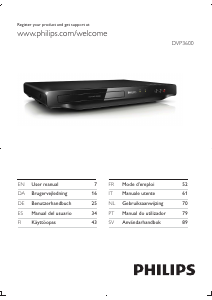 Bruksanvisning Philips DVP3600 DVD spelare