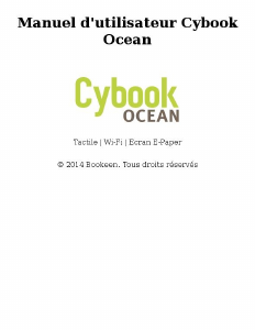 Mode d’emploi Bookeen Cybook Ocean Liseuse