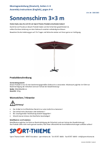 Bedienungsanleitung Sport-Thieme 340 2203 Sonnenschirm