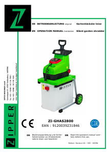 Bedienungsanleitung Zipper ZI-GHAS2800 Gartenhäcksler