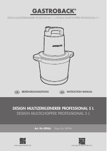 Handleiding Gastroback 40966 Design Hakmolen