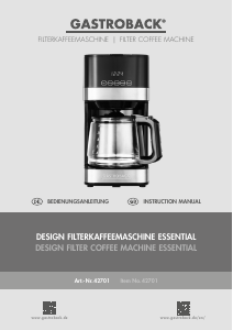 Handleiding Gastroback 42701 Design Essential Koffiezetapparaat