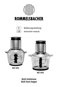 Handleiding Rommelsbacher MZ 800 Hakmolen