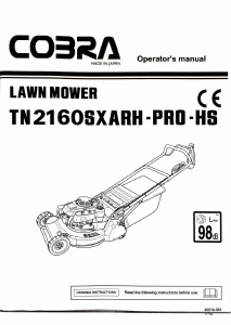 Handleiding Cobra TN2160SXARH-PRO-HS Grasmaaier