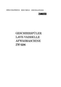 Handleiding Zanussi ZW6206 Vaatwasser