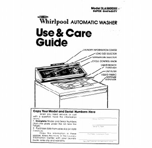 Manual Whirlpool 3LA5800XK Washing Machine