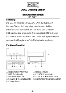 Bedienungsanleitung Digitus DA-70544 Festplatten Dock
