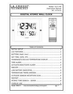 Handleiding La Crosse 513-149 Klok