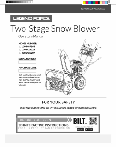 Manual Legend Force 1005425223 Snow Blower