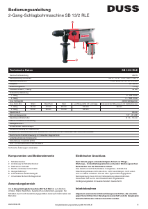 Bedienungsanleitung Duss SB 13/2 RLE Schlagbohrmaschine