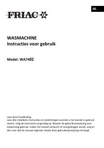 Handleiding Friac WA 7402 Wasmachine