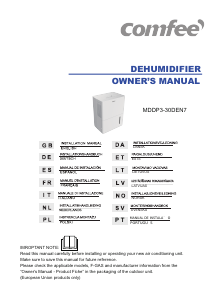 Manual Comfee MDDP3-30DEN7 Desumidificador