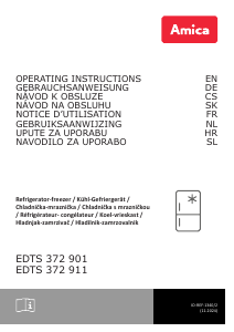 Handleiding Amica EDTS 372 911 Koel-vries combinatie