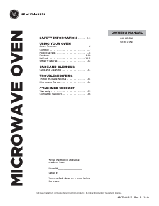 Manual de uso GE GCST07N1WBB Microondas