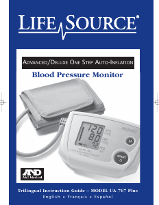 Mode d’emploi LifeSource UA-767 Plus Tensiomètre