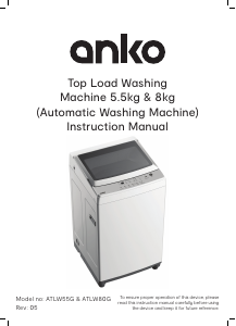 Handleiding Anko ATLW55G Wasmachine