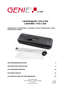 Bedienungsanleitung Genie LA 200 Laminiergerät