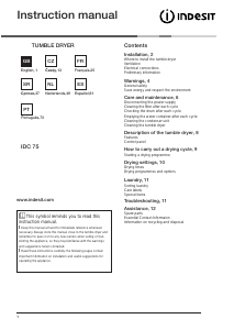 Прирачник Indesit IDC 75 B (EU) Апарат за сушење