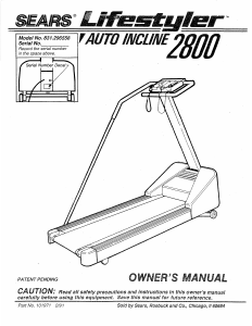 Handleiding Lifestyler Auto incline 2800 Loopband