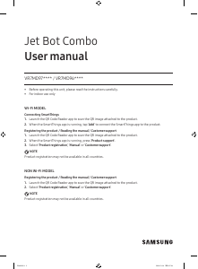 Manual Samsung VR7MD96514G Jet Bot Combo Vacuum Cleaner