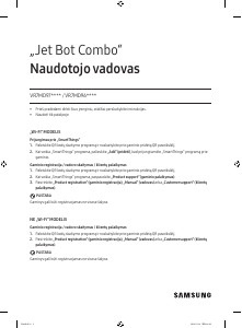 Vadovas Samsung VR7MD96514G Jet Bot Combo Dulkių siurblys