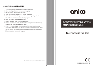 Handleiding Anko 43115792 Weegschaal