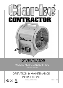 Handleiding Clarke CON 350 Ventilator