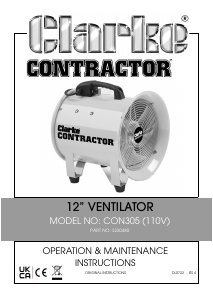 Handleiding Clarke CON 305 Ventilator