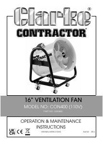 Handleiding Clarke CON 400 Ventilator