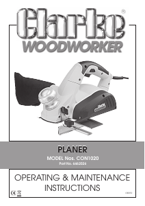 Handleiding Clarke CON 1020 Schaafmachine