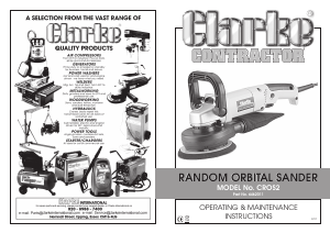 Manual Clarke CROS 2 Random Orbital Sander
