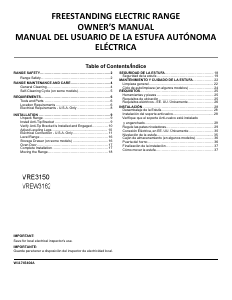 Manual Crosley VREW3162RW/RB/RS Range