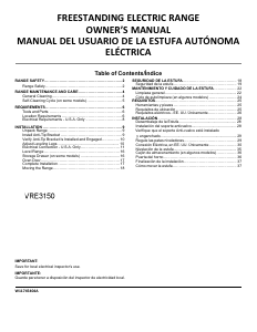 Manual Crosley VREW3150RW/RB Range